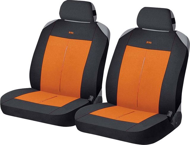 Накидки универсальные Hadar Rosen Vertical на передние сидения авто, цвет Оранжевый/черный/Оранжевый. Артикул 21340