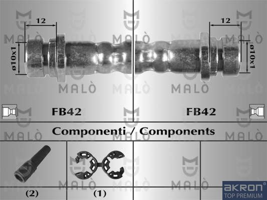 Тормозной шланг Malò задний правый/левый для Fiat Strada 2010-2026. Артикул 8916