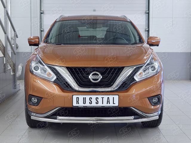 Защита RusStal переднего бампера d42 секция-d42 дуга для Nissan Murano Z51 2016-2015. Артикул NMUZ-002405