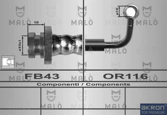 Тормозной шланг Malò задний для Nissan Primera P10 1990-1994. Артикул 80579