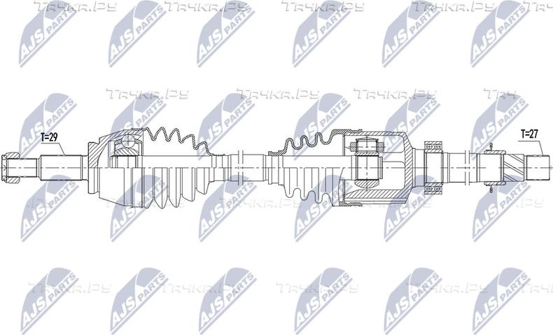 Полуось (привод в сборе, приводной вал) NTY. Артикул NPW-RE-162
