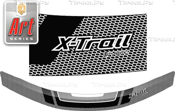 Дефлектор СА Пластик для капота (Серия "Art" белая) Nissan X-Trail III 2014-2019. Артикул 2010011410932