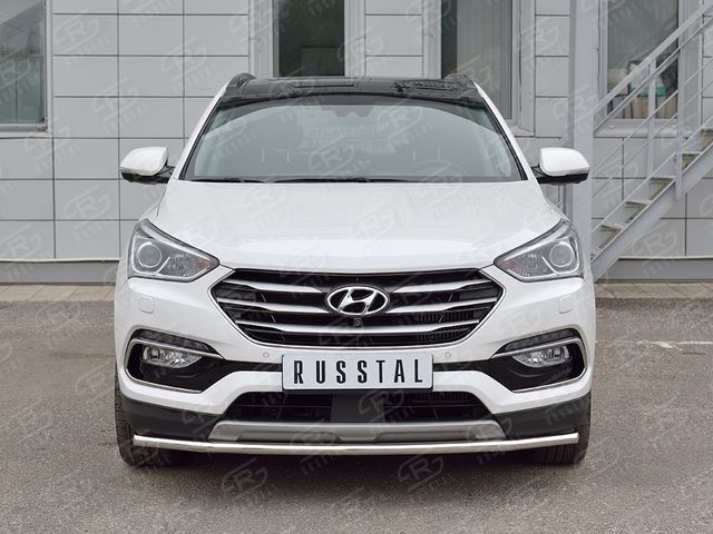 Защита RusStal переднего бампера d42 секция для Hyundai Santa Fe Premium III 2015-2026. Артикул HSFPZ-002440