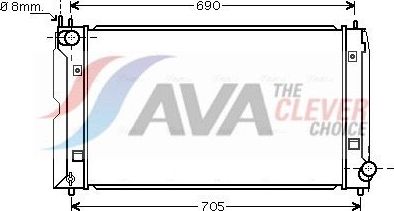 Радиатор охлаждения двигателя AVA ** CLEVER FIT ** для Toyota Corolla E120, E130 2004-2007. Артикул TOA2403