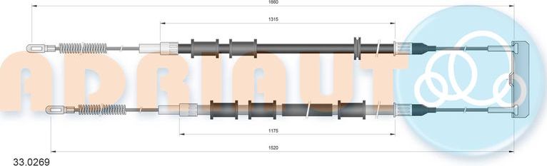 Трос ручника (тросик ручного тормоза) Adriauto. Артикул 33.0269