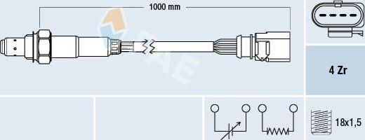 Лямбда-зонд (кислородный датчик) FAE для Audi A6 III (C6) 2004-2011. Артикул 77398