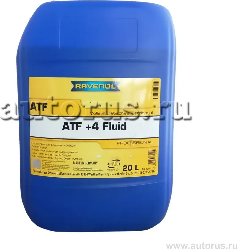 Трансмиссионное масло RAVENOL ATF+4 Fluid (20л) new. Артикул 4014835732124