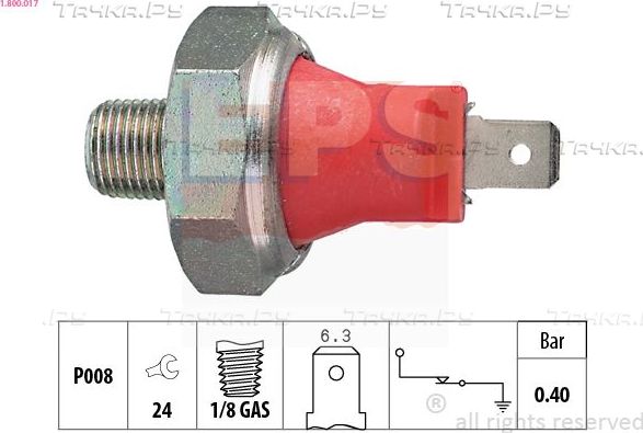 Датчик давления масла EPS Made in Italy - OE Equivalent для Toyota Hilux V 1988-1998. Артикул 1.800.017