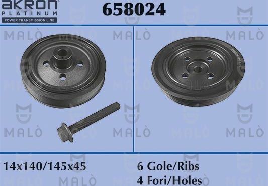 Шкив коленвала Malò для Ford Focus I 1998-2005. Артикул 658024