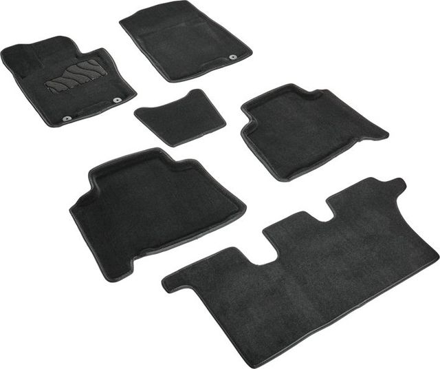 Коврики Seintex 3D ворсовые для салона Kia Mohave I рестайлинг 2 (напольная педаль) 2019-2026 ЧЕРНЫЕ. Артикул 99630