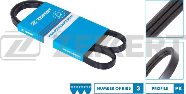 Приводной ремень поликлиновой Zekkert (EPDM (Этилен-пропиленовый каучук)) для Renault Safrane I 1992-1996. Артикул KR-3PK884