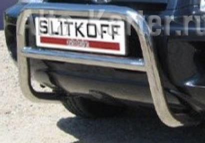 Кенгурятник Slitkoff d57 низкий ЧЕРНЫЙ матовый для Hyundai Tucson I 2004-2009. Артикул HT006B