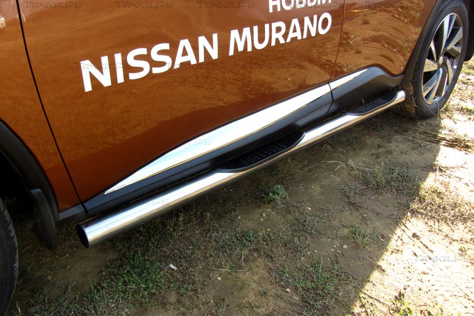 Пороги Slitkoff d76 с проступями для Nissan Murano Z52 2015-2026. Артикул NIM16004