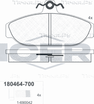Тормозные колодки Icer передние для Volvo 740 1983-1992. Артикул 180464-700