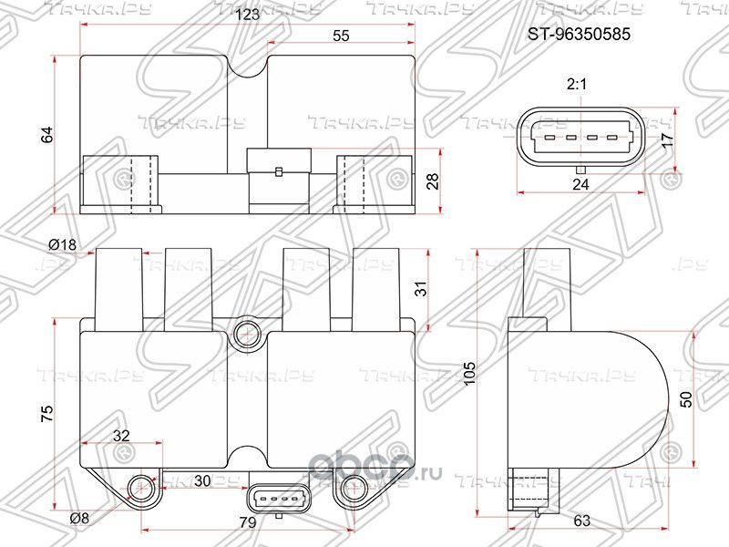 Катушка зажигания CHEVROLET LANOS 05-DAEWOO LANOS (SAT). Артикул ST96350585