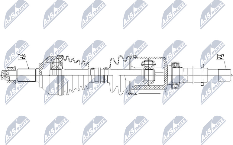 Полуось (привод в сборе, приводной вал) NTY. Артикул NPW-NS-062