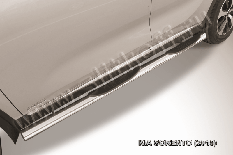 Пороги Slitkoff d76 с проступями для Kia Sorento III Prime 2014-2017. Артикул KS15-006
