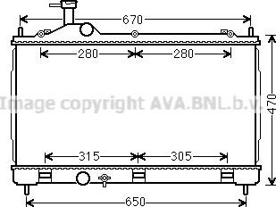 Радиатор охлаждения двигателя AVA. Артикул MT2256