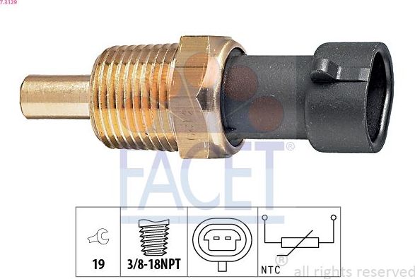 Датчик температуры Facet Made in Italy - OE Equivalent. Артикул 7.3129