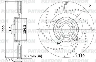 Диск тормозной пер. MB GLE/GLS-series (C167/V167/X167) 19- (d=400 mm) (Patron). Артикул PBD1481DR