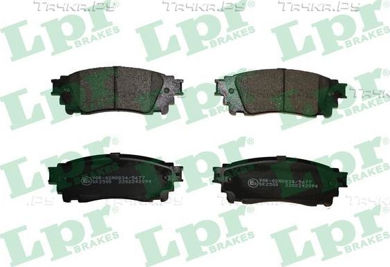 Тормозные колодки LPR задние для Toyota Alphard III 2015-2026. Артикул 05P2094