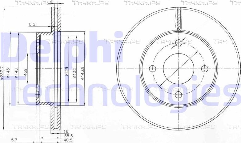 Тормозной диск Delphi. Артикул BG3763