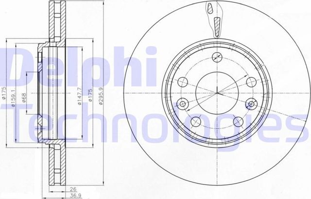 Тормозной диск Delphi передний для Renault Fluence I 2010-2017. Артикул BG4264