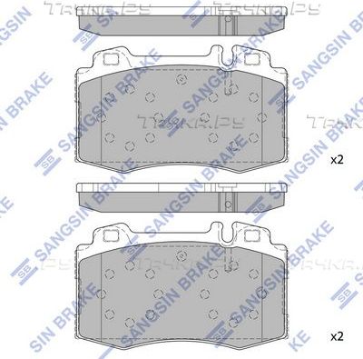 Тормозные колодки Sangsin Hi-Q передние для Mercedes-Benz CLS I (C219) 2004-2010. Артикул SP2193