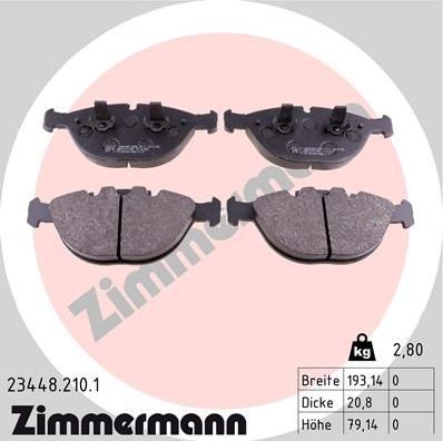 Тормозные колодки Zimmermann. Артикул 23448.210.1
