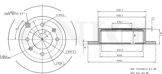 Диск тормозной (Unio). Артикул BRD-20089