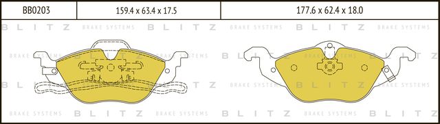Колодки тормозные дисковые передние (Blitz). Артикул BB0203