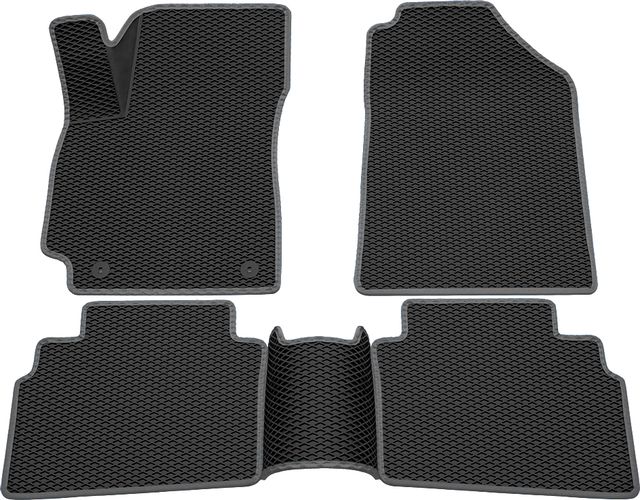 Коврики Rezkon 3D EVA ромб резиновые для салона Kia Seltos 2020-2026 Серый кант. Артикул 9221050102