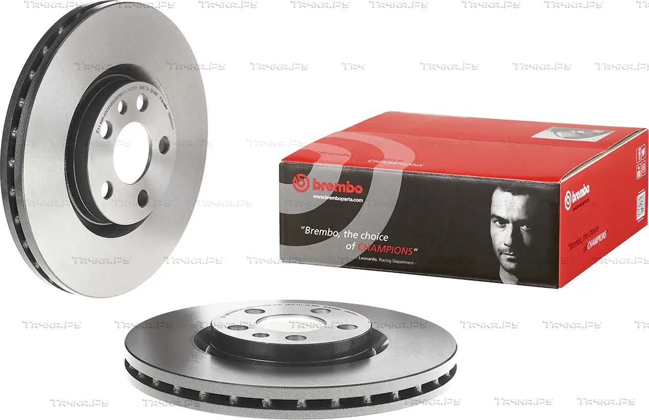 Тормозной диск Brembo PRIME LINE - UV Coated передний для Lancia Phedra 2002-2010. Артикул 09.8003.11