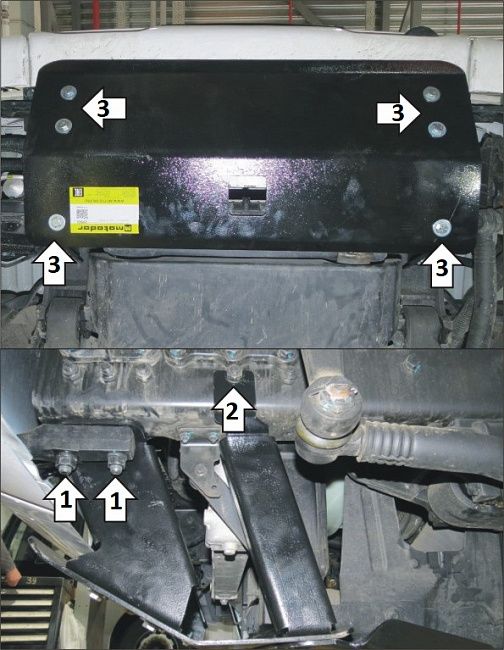 Защита Мотодор для картера радиатора Daewoo Novus шасси 2012-2026. Артикул 20503