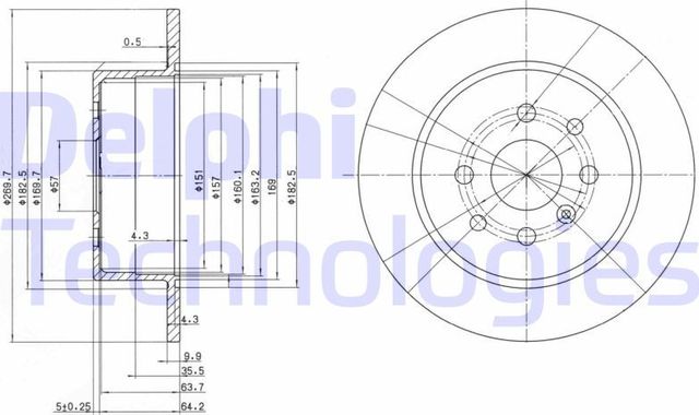 Тормозной диск Delphi задний для Opel Vectra B 1995-2003. Артикул BG3141