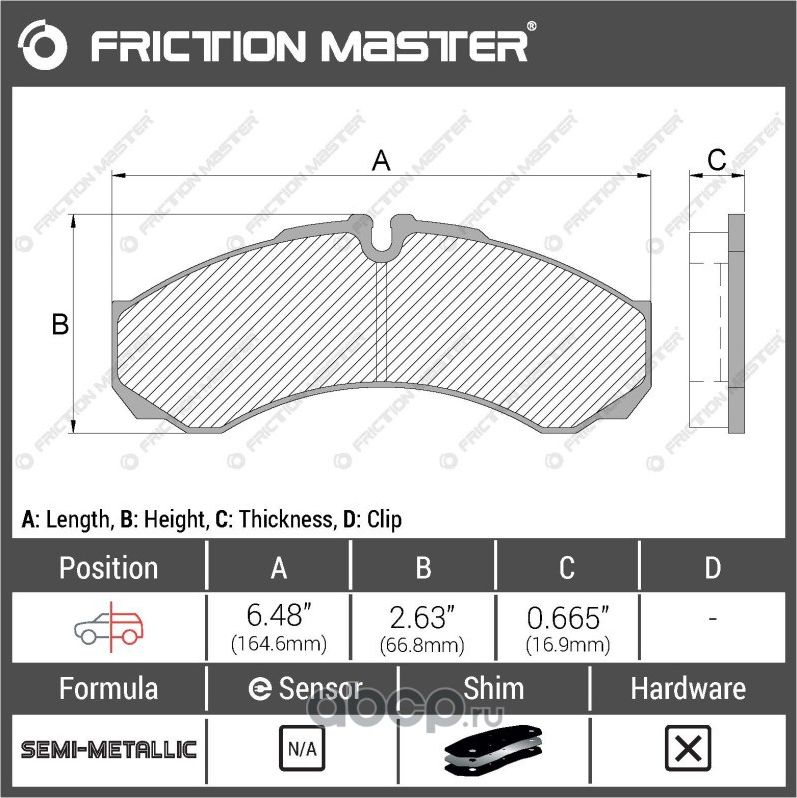 Колодки тормозные дисковые (Frictionmaster). Артикул MKD1487