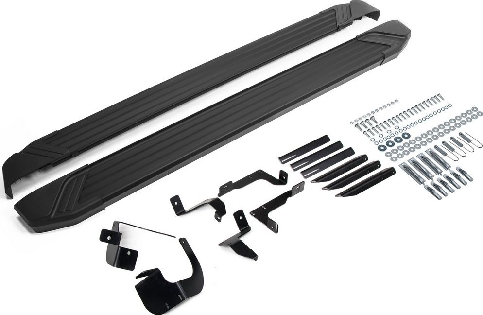 Пороги алюминиевые Rival Black для Chevrolet Equinox III поколение рестайлинг 2020-2026. Артикул F173ALB.1003.1