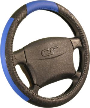 Оплётка на руль CarFashion Buffalo (размер M, экокожа, цвет ЧЕРНЫЙ/СИНИЙ). Артикул 31176