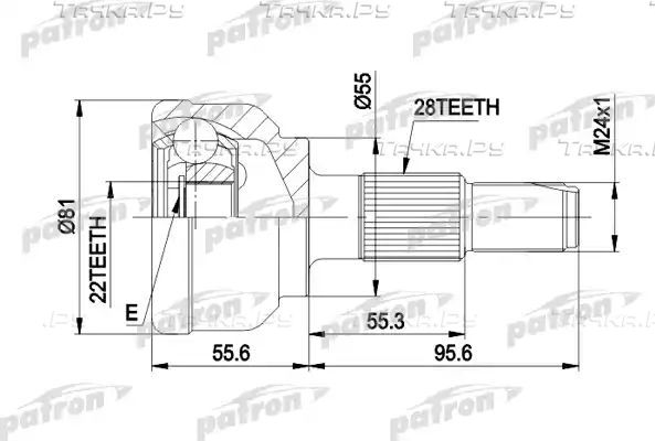 Шрус наружный (граната) Patron. Артикул PCV1300