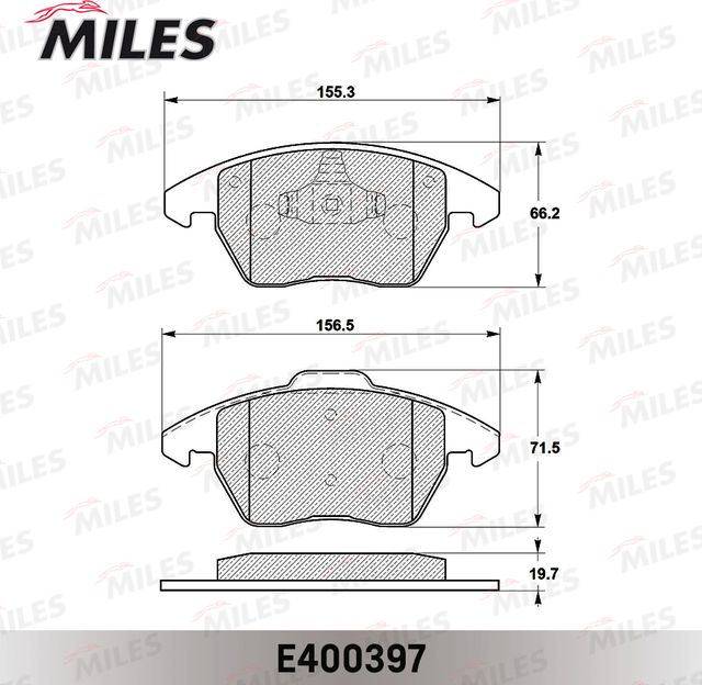 Тормозные колодки Miles (Low-Metallic). Артикул E400397