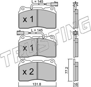 Тормозные колодки Trusting передние для Alfa Romeo 159 2005-2012. Артикул 297.0