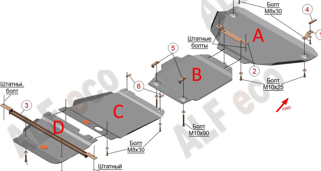 Защита Alfeco для КПП Jeep Grand Cherokee WK2 2013-2022. Артикул ALF.48.02
