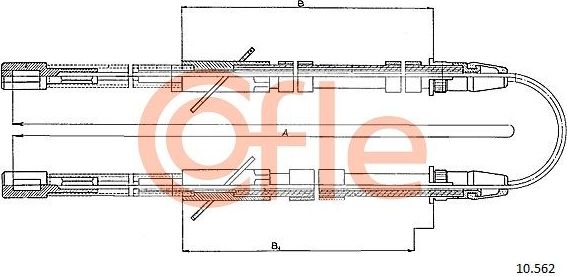 Трос ручника (тросик ручного тормоза) Cofle. Артикул 92.10.562