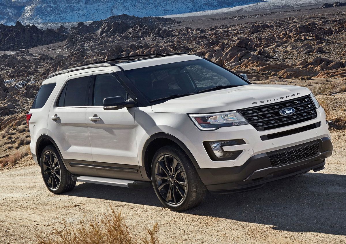 Пороги алюминиевые Rival Silver для Ford Explorer V рестайлинг 2015-2017. Артикул F193AL.1802.1