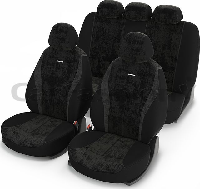 Чехлы универсальные CarFashion Record на сидения авто, цвет Темно-серый/Черный/Темно-серый. Артикул 10064
