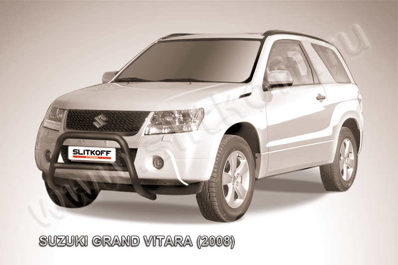 Кенгурятник Slitkoff d57 низкий ЧЕРНЫЙ матовый для Suzuki Grand Vitara III 3-дв. 2008-2012. Артикул SGV3D08006B