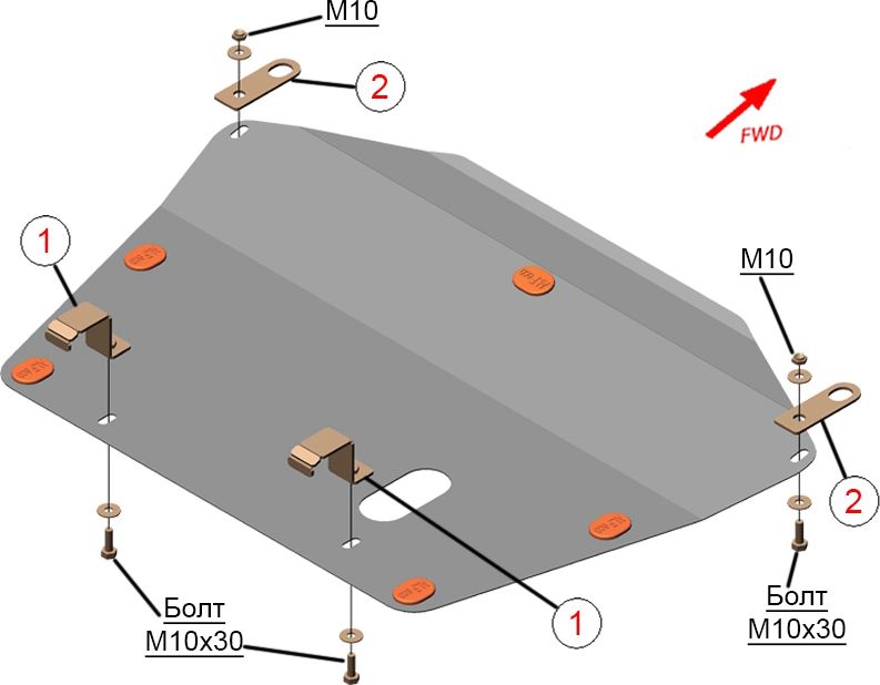 Защита алюминиевая Alfeco для картера и КПП Honda Stream I 4WD 2001-2007. Артикул ALF.09.21al