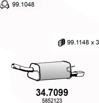 Глушитель (задняя часть) Asso. Артикул 34.7099