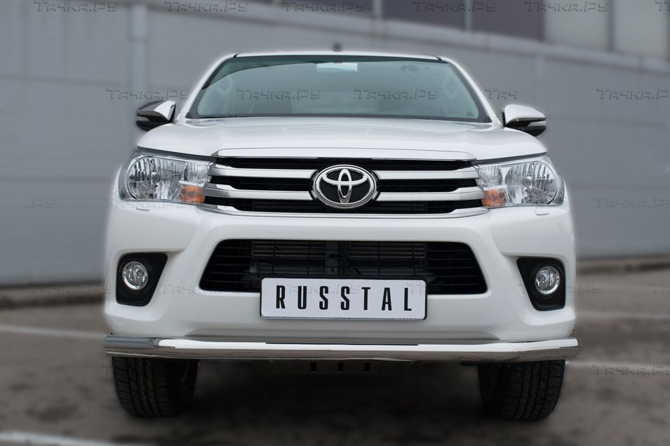 Защита RusStal переднего бампера d76 (секции) для Toyota Hilux VIII 2015-2020. Артикул THZ-002146