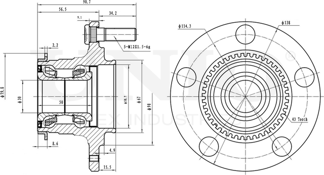 Ступица колеса с интегрированным подшипником (Unio). Артикул HUB-20230